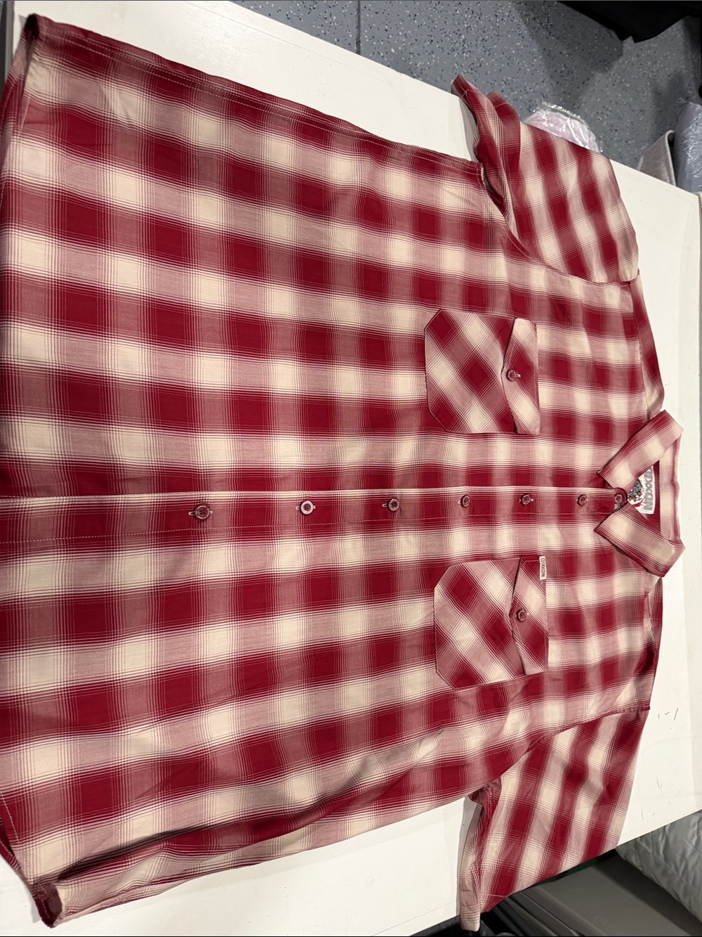 DIXXON Red and White Plaid Short-Sleeve Button-Down Shirt